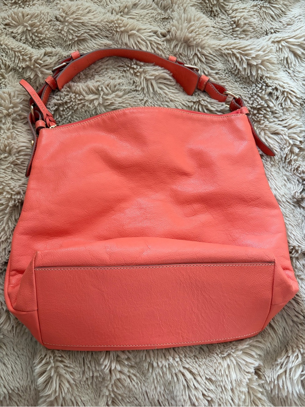 Dooney & Bourke Coral Pink Leather Shoulder Bag - Picture 2 of 4